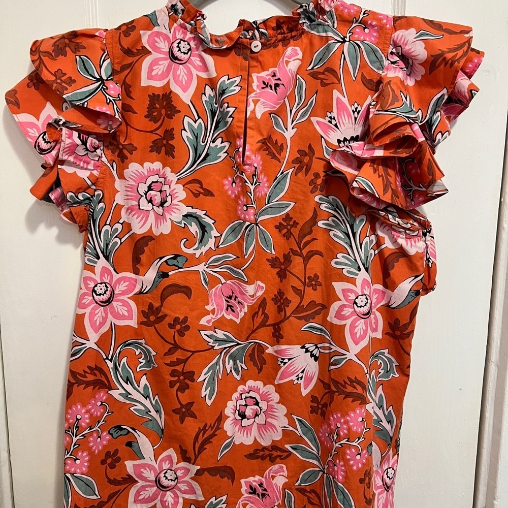 BANJANAN Women’s Kiara Floral Ruffle Organic Cotton Top Blouse - Picture 6 of 10